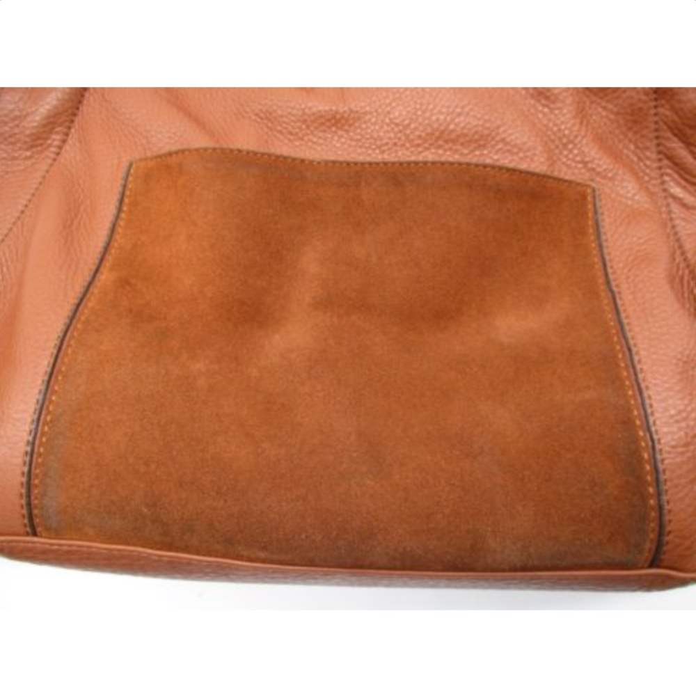 SANDRO brown pebbled leather suede detail bag - Picture 8 of 8